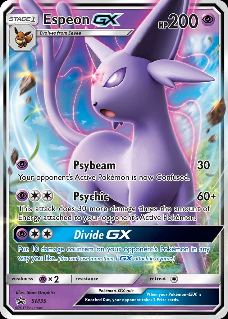 Espeon-GX, SM Black Star Promos SM35, English holo card front