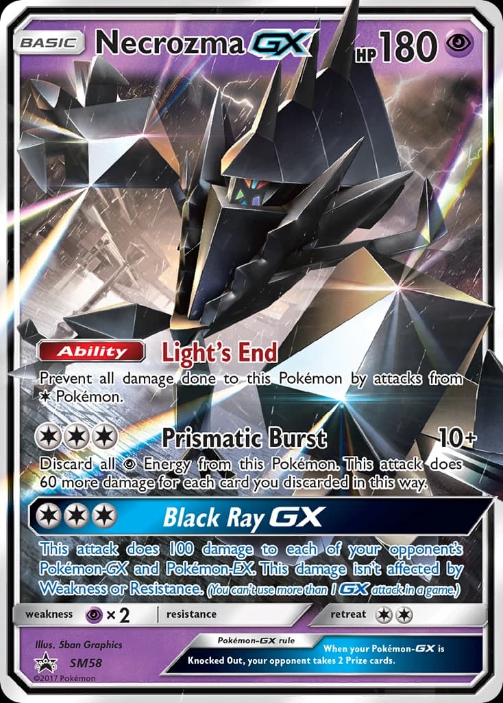 Necrozma-GX, SM Black Star Promos SM58, English holo card front