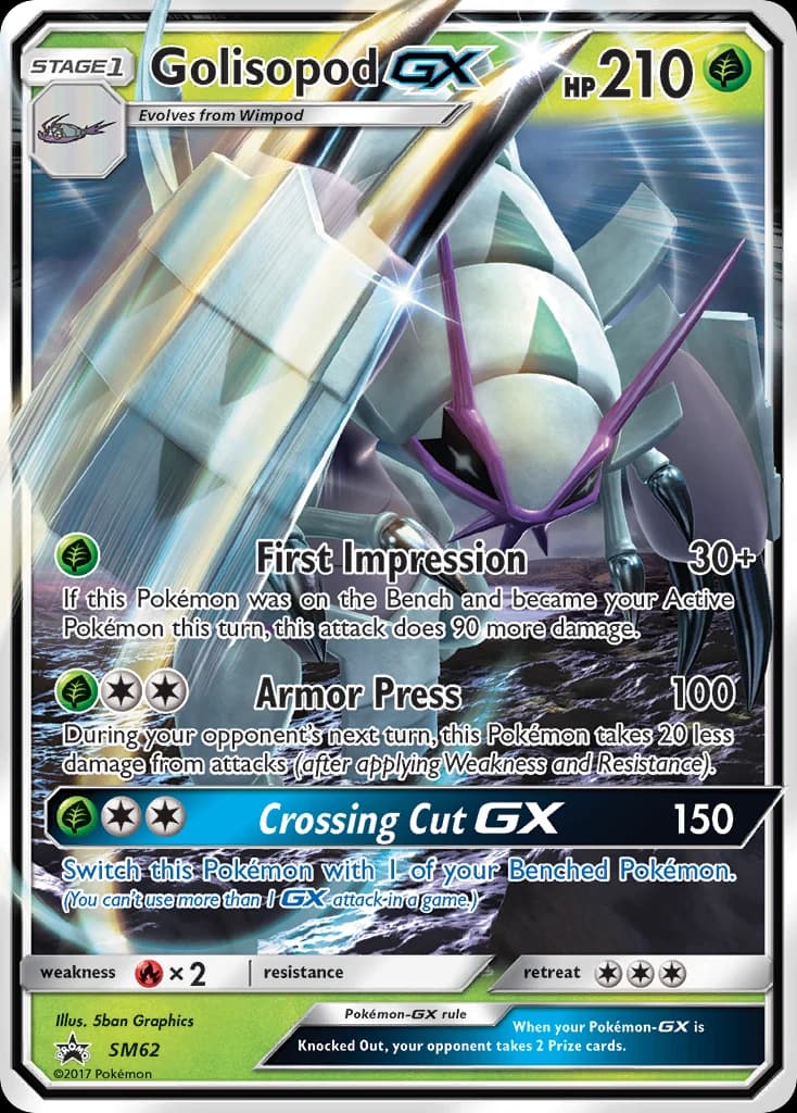 Golisopod-GX, SM Black Star Promos SM62, English holo card front