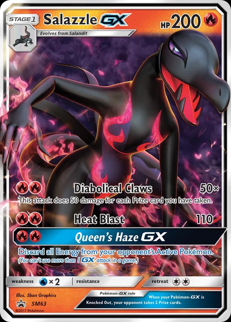 Salazzle-GX, SM Black Star Promos SM63, English holo card front