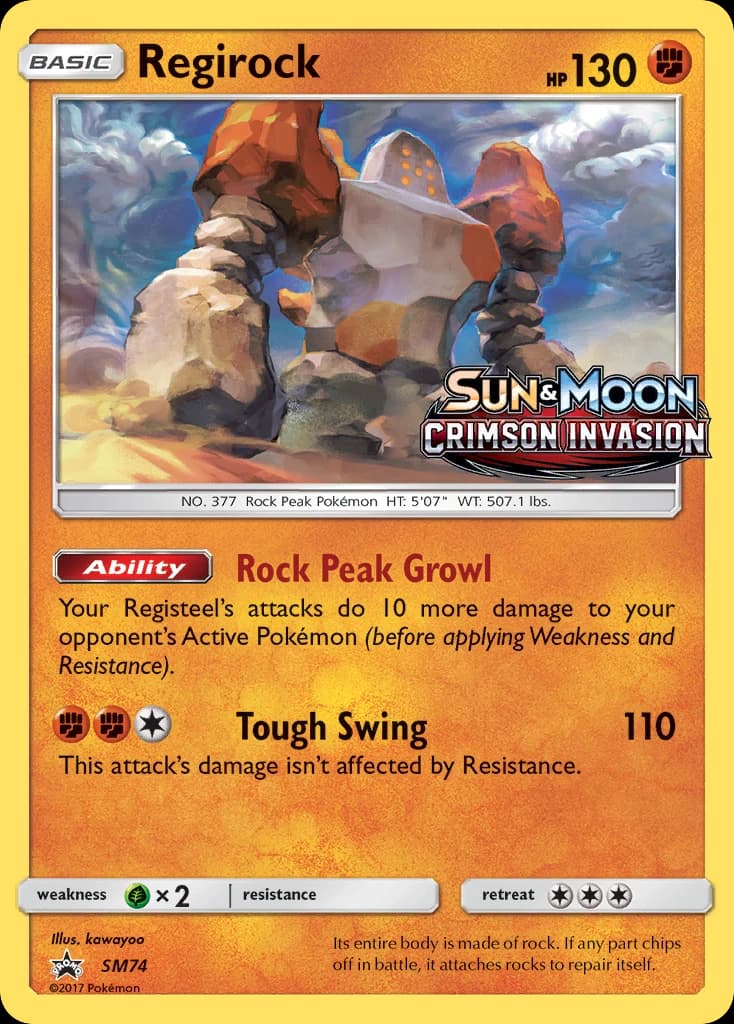Regirock, SM Black Star Promos SM74, English holo card front