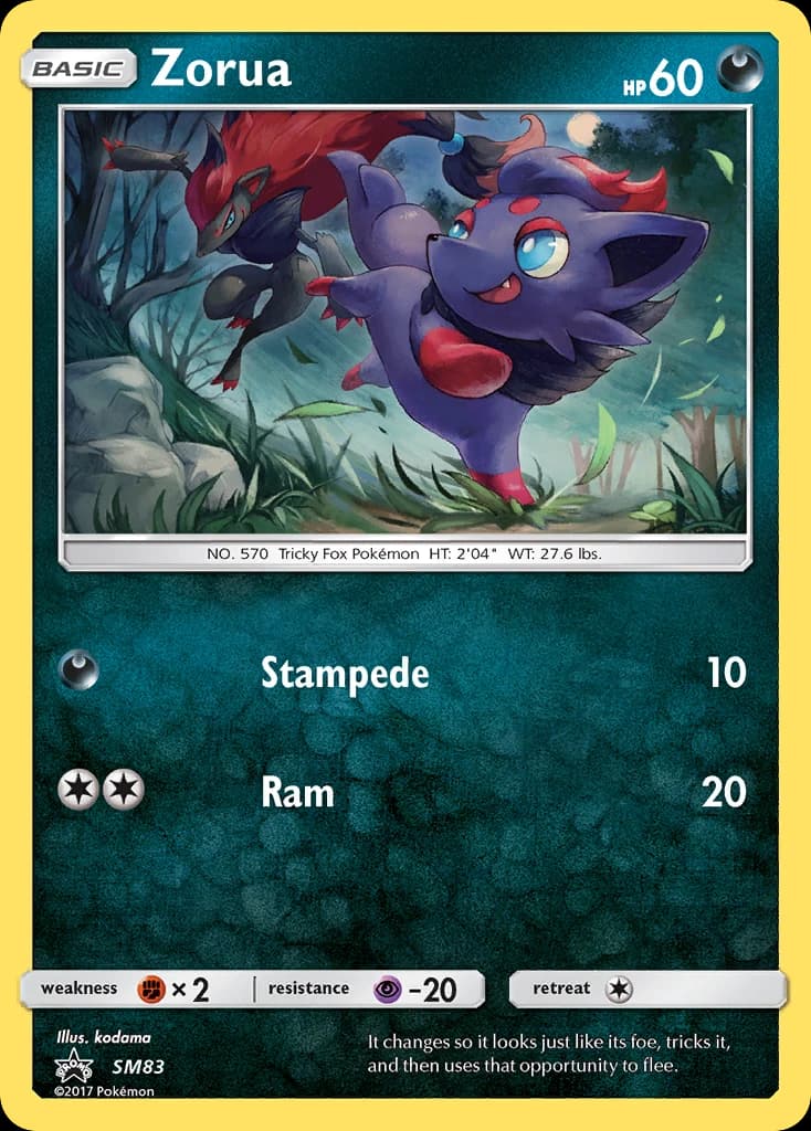 Zorua, SM Black Star Promos SM83, English holo card front