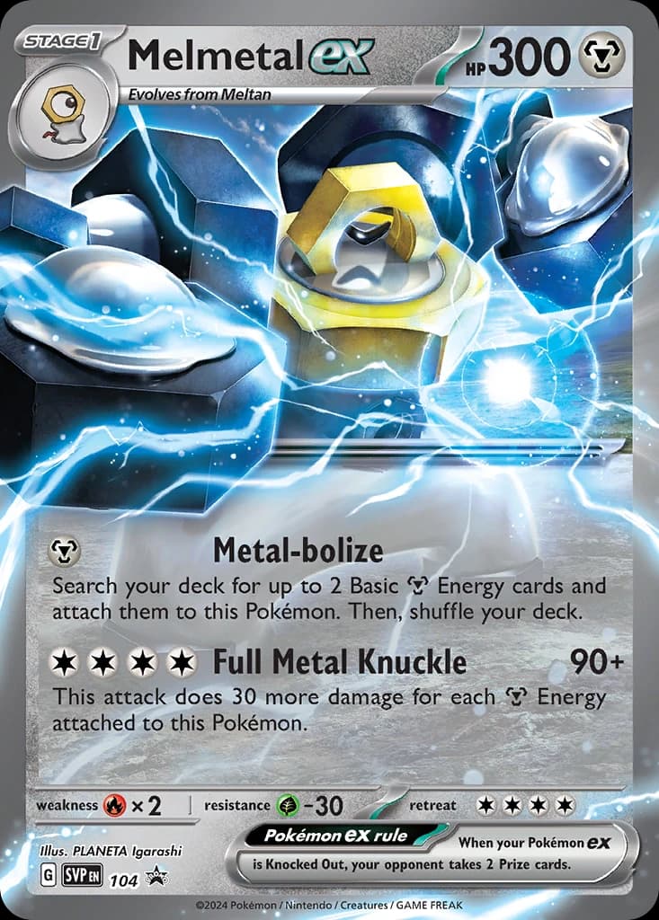 Melmetal ex, Scarlet & Violet Black Star Promos 104, English holo card front