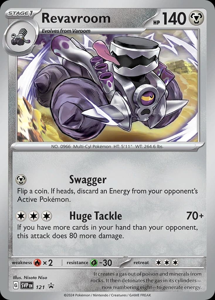 Revavroom, Scarlet & Violet Black Star Promos 121, English holo card front