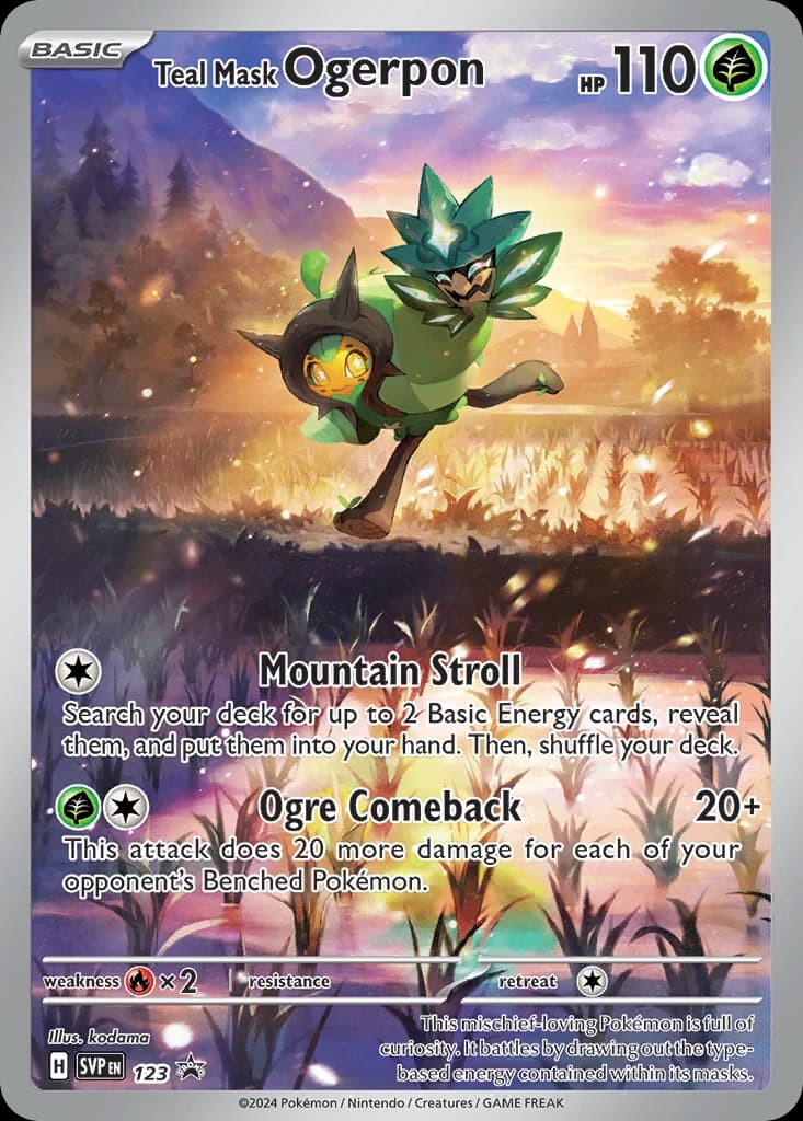 Teal Mask Ogerpon, Scarlet & Violet Black Star Promos 123, English holo card front
