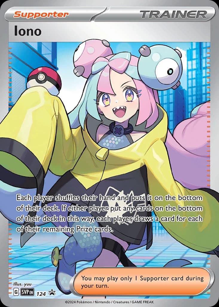 Iono, Scarlet & Violet Black Star Promos 124, English holo card front