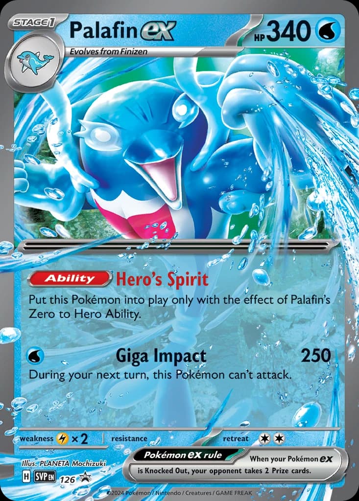 Palafin ex, Scarlet & Violet Black Star Promos 126, English holo card front