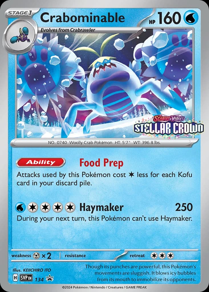 Crabominable, Scarlet & Violet Black Star Promos 134, English holo card front