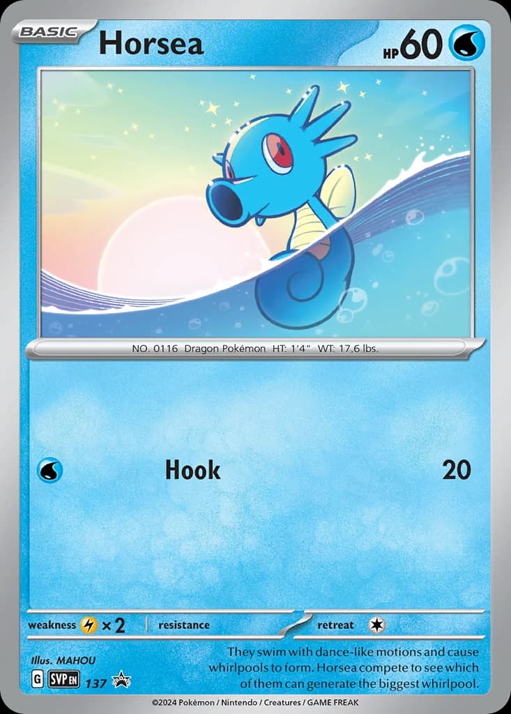 Horsea, Scarlet & Violet Black Star Promos 137, English holo card front