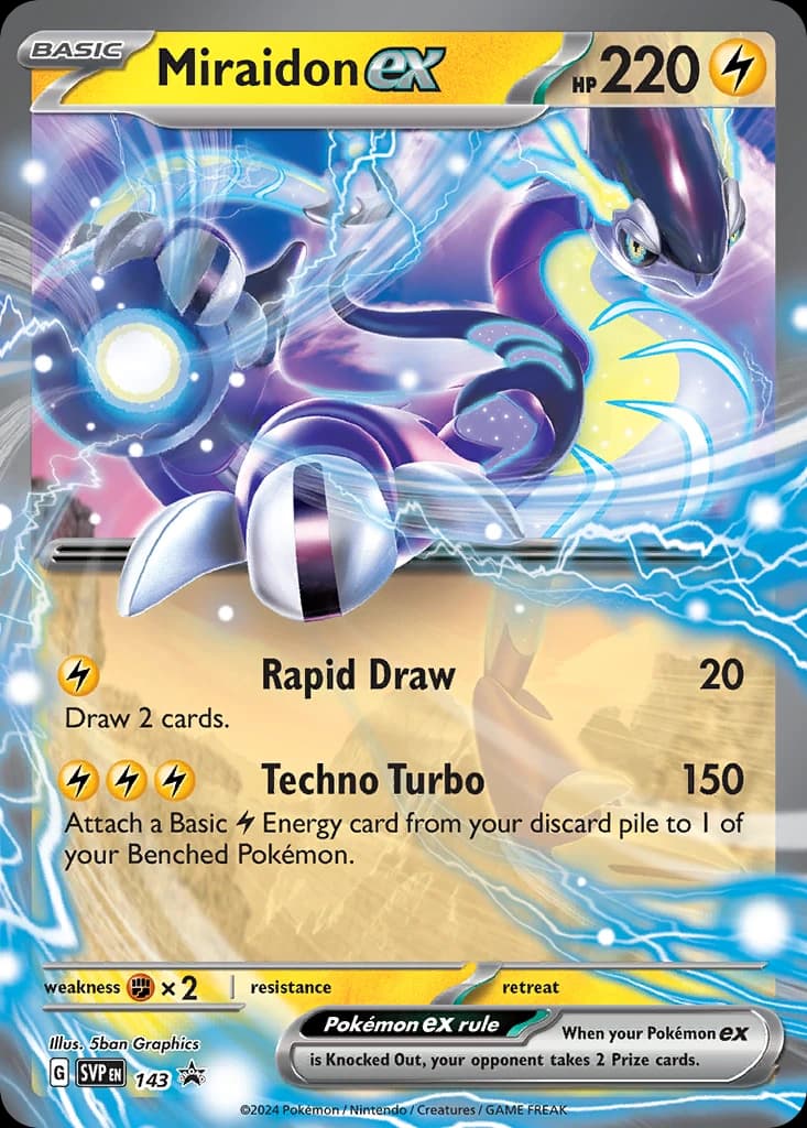 Miraidon ex, Scarlet & Violet Black Star Promos 143, English holo card front