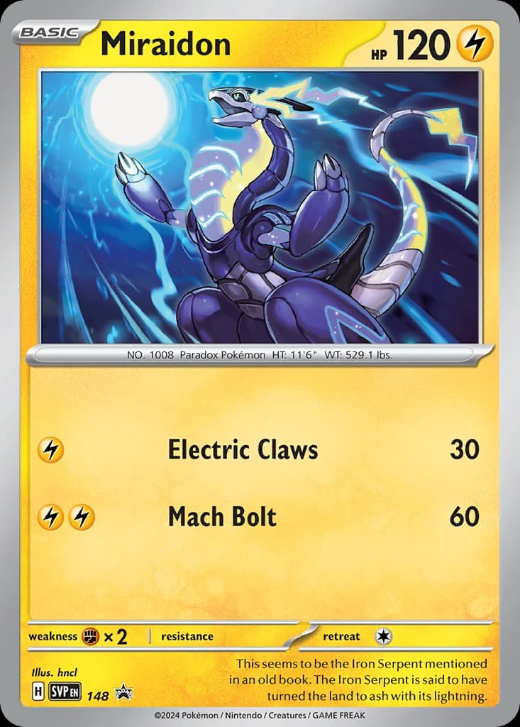 Miraidon, Scarlet & Violet Black Star Promos 148, English holo card front