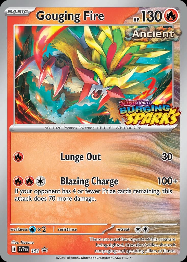 Gouging Fire, Scarlet & Violet Black Star Promos 151, English holo card front