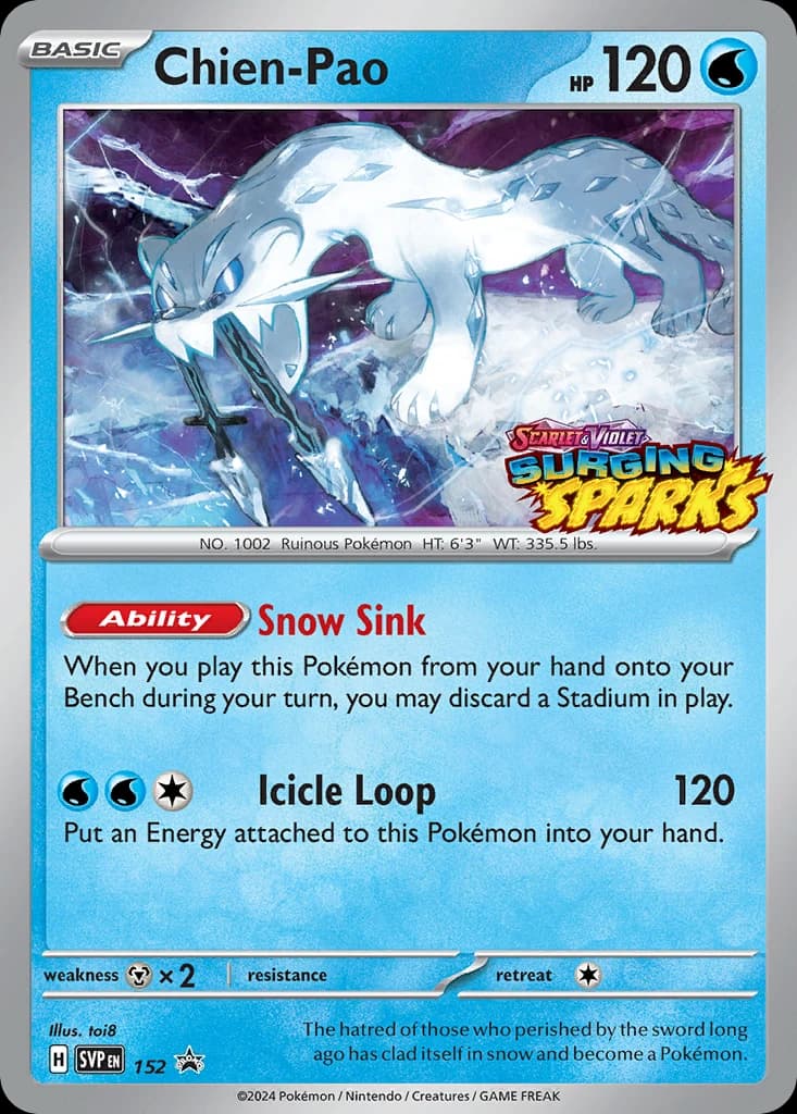 Chien-Pao, Scarlet & Violet Black Star Promos 152, English holo card front