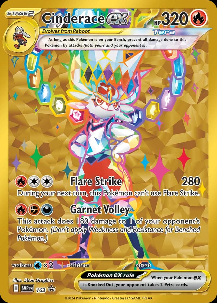 Cinderace ex, Scarlet & Violet Black Star Promos 163, English holo card front
