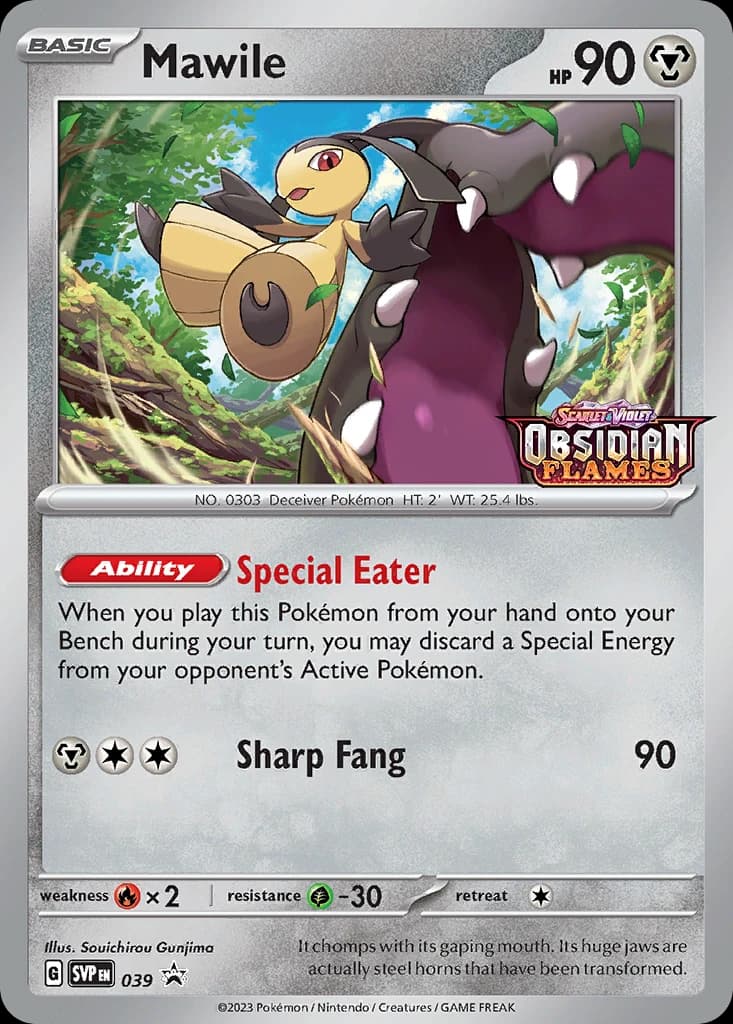 Mawile, Scarlet & Violet Black Star Promos 039, English holo card front