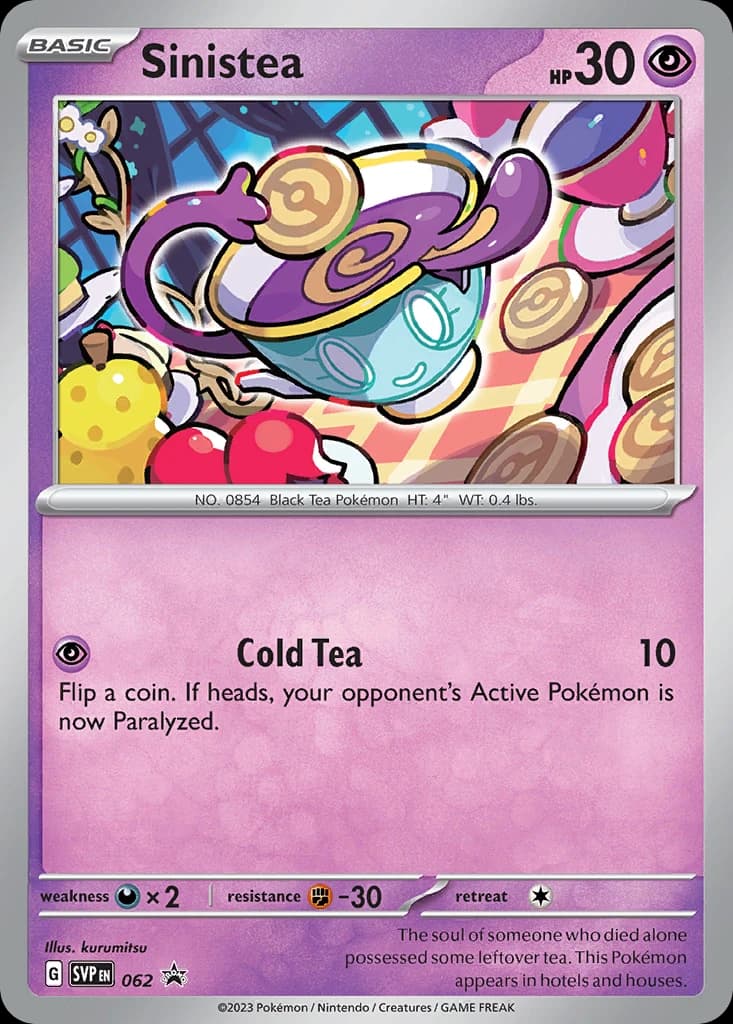 Sinistea, Scarlet & Violet Black Star Promos 062, English holo card front