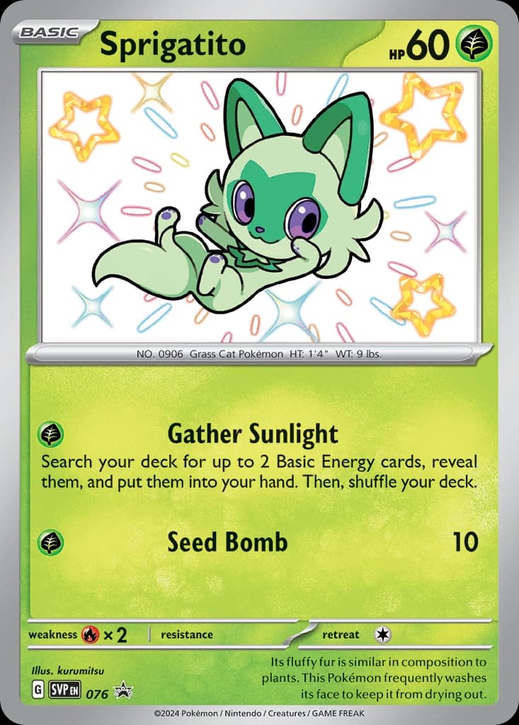 Sprigatito, Scarlet & Violet Black Star Promos 076, English holo card front