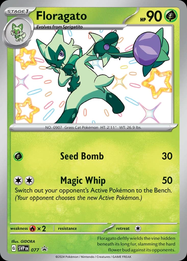 Floragato, Scarlet & Violet Black Star Promos 077, English holo card front