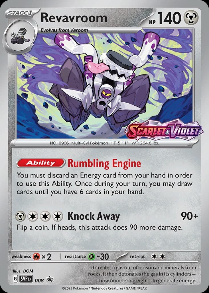 Revavroom, Scarlet & Violet Black Star Promos 008, English holo card front