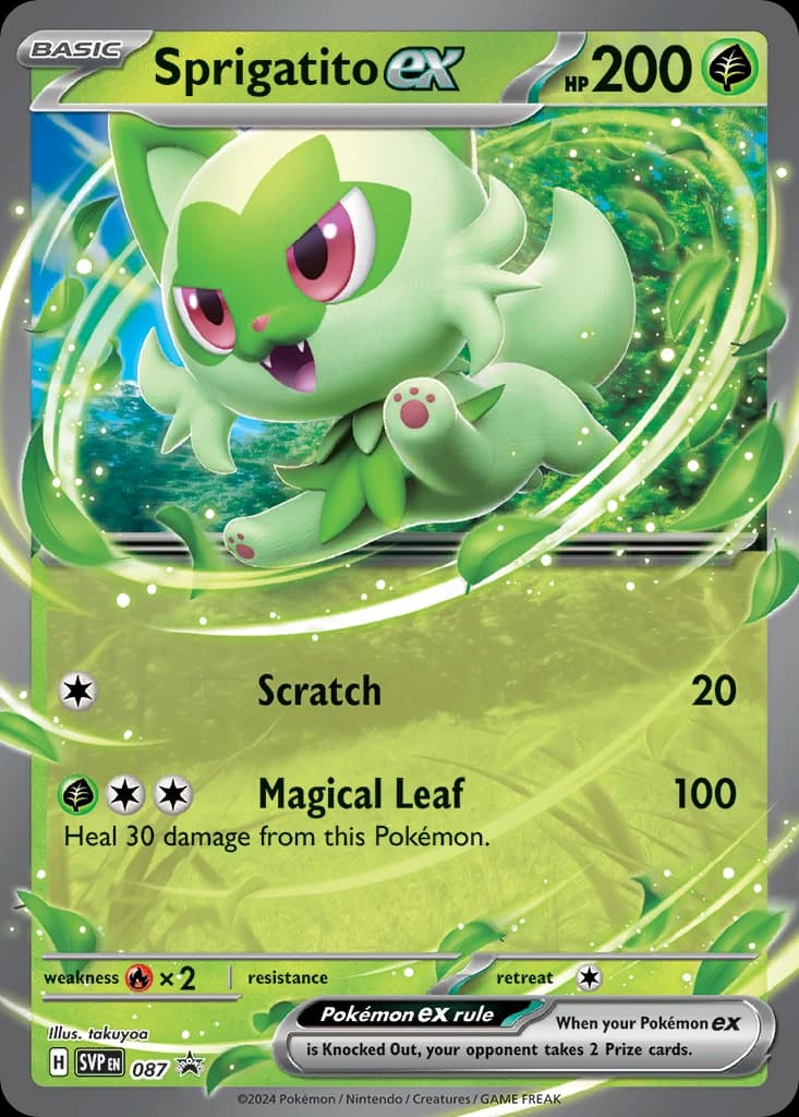 Sprigatito ex, Scarlet & Violet Black Star Promos 087, English holo card front