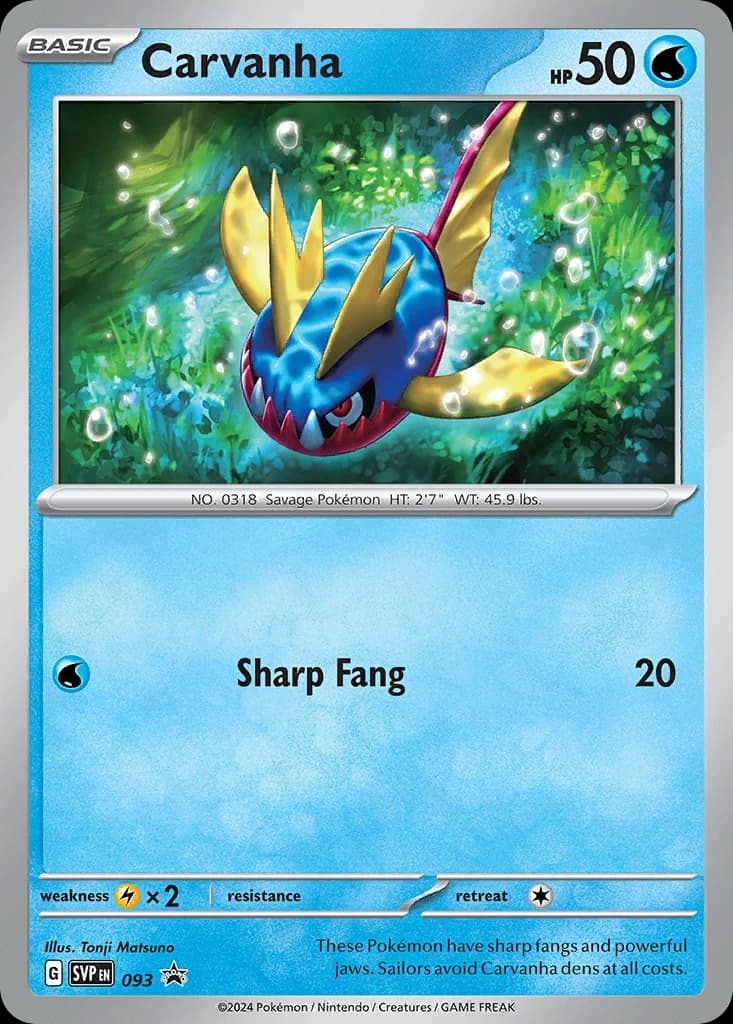 Carvanha, Scarlet & Violet Black Star Promos 093, English holo card front