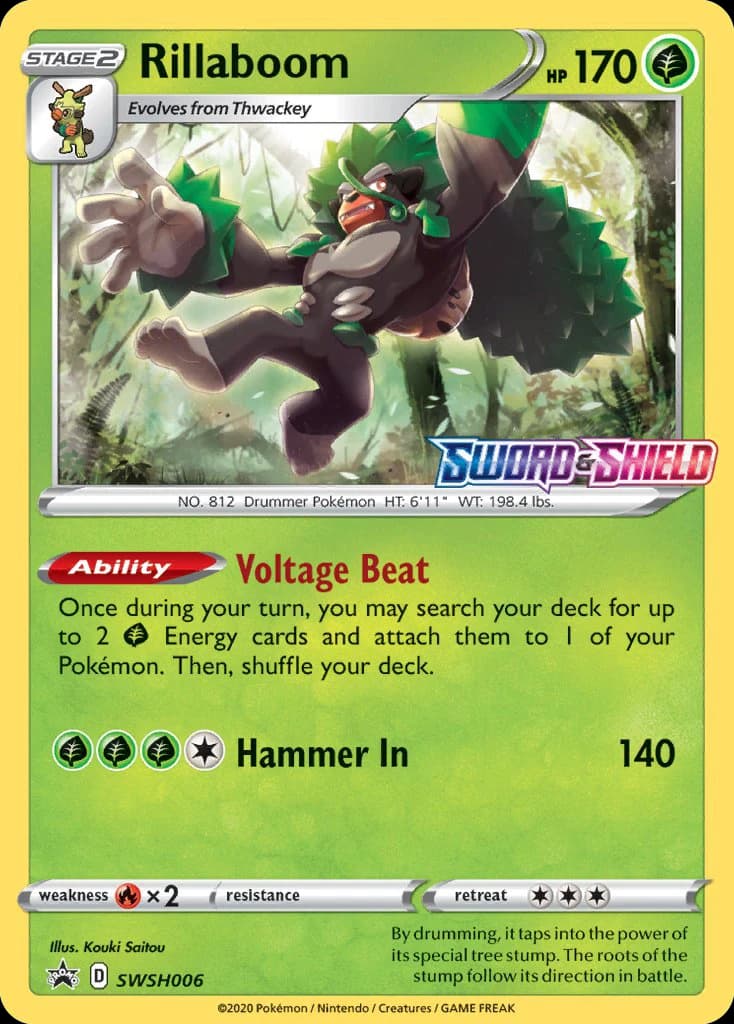 Rillaboom, SWSH Black Star Promos SWSH006, English holo card front