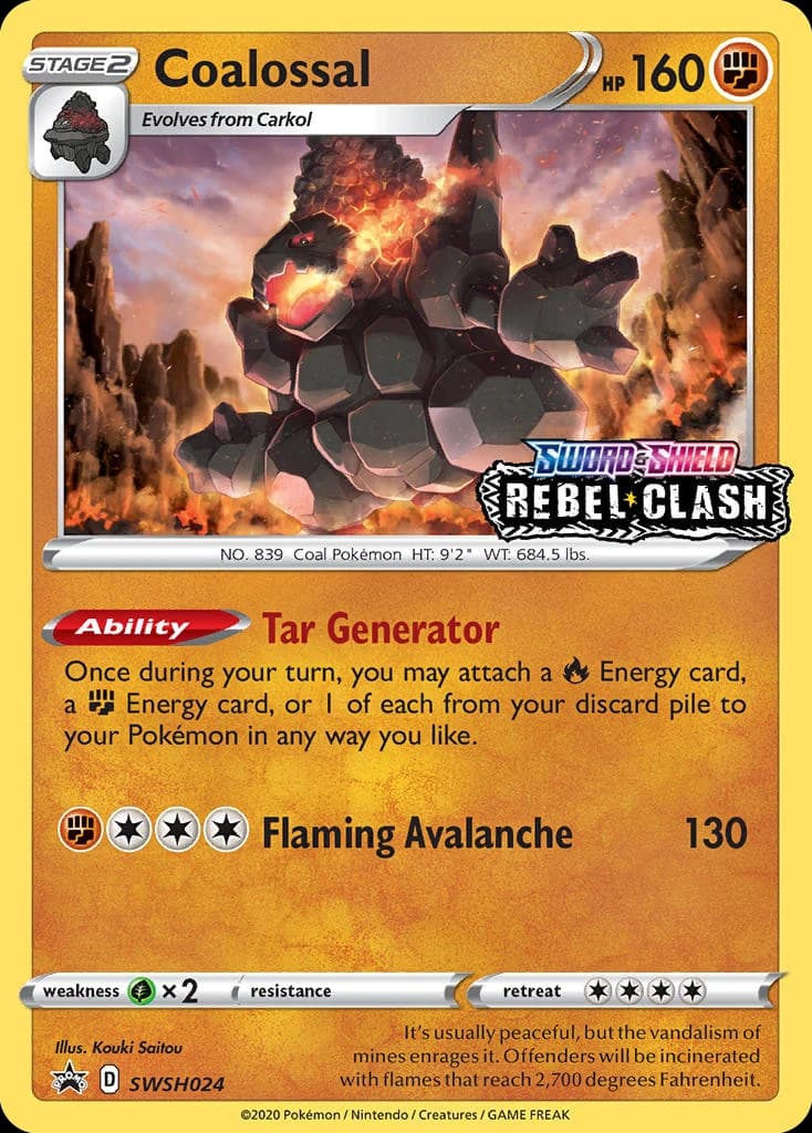 Coalossal, SWSH Black Star Promos SWSH024, English holo card front