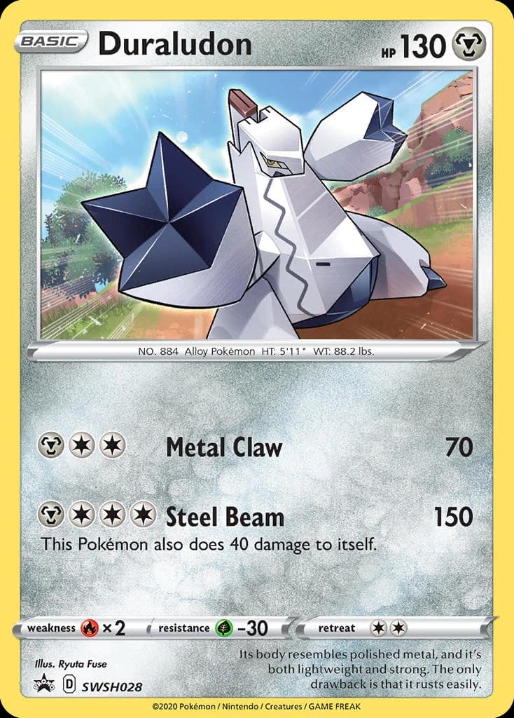 Duraludon, SWSH Black Star Promos SWSH028, English holo card front