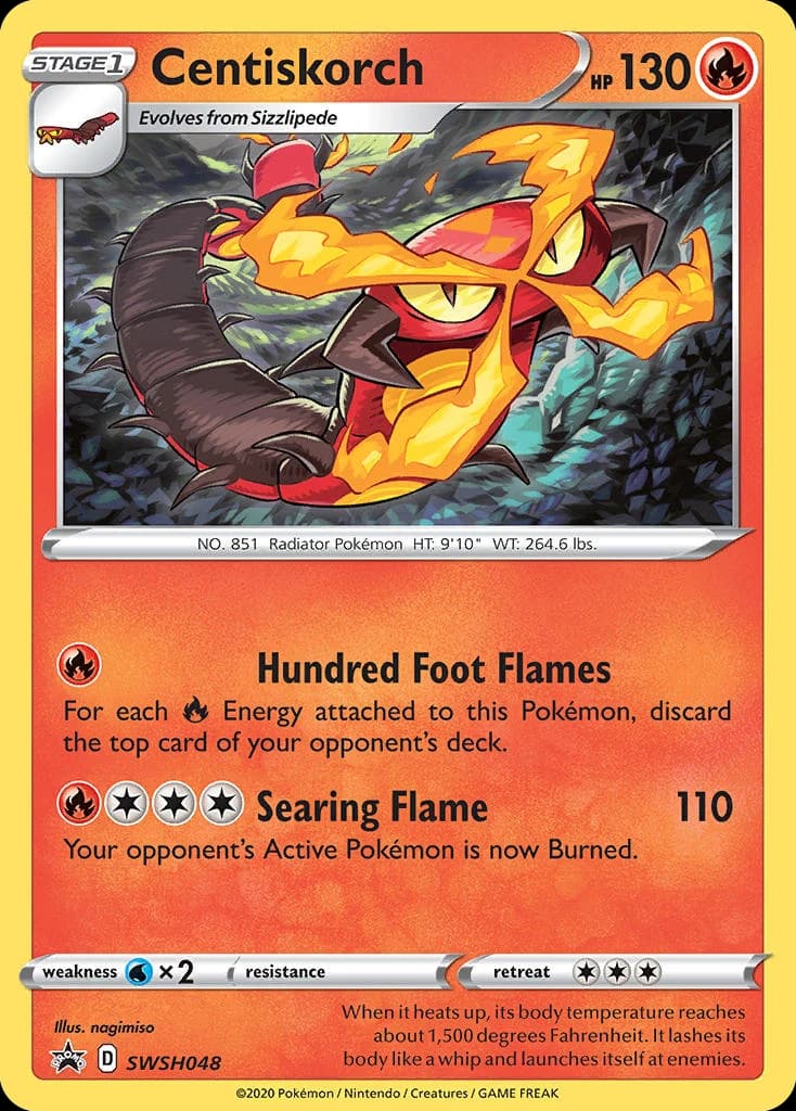 Centiskorch, SWSH Black Star Promos SWSH048, English holo card front