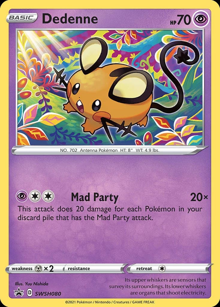 Dedenne, SWSH Black Star Promos SWSH080, English holo card front