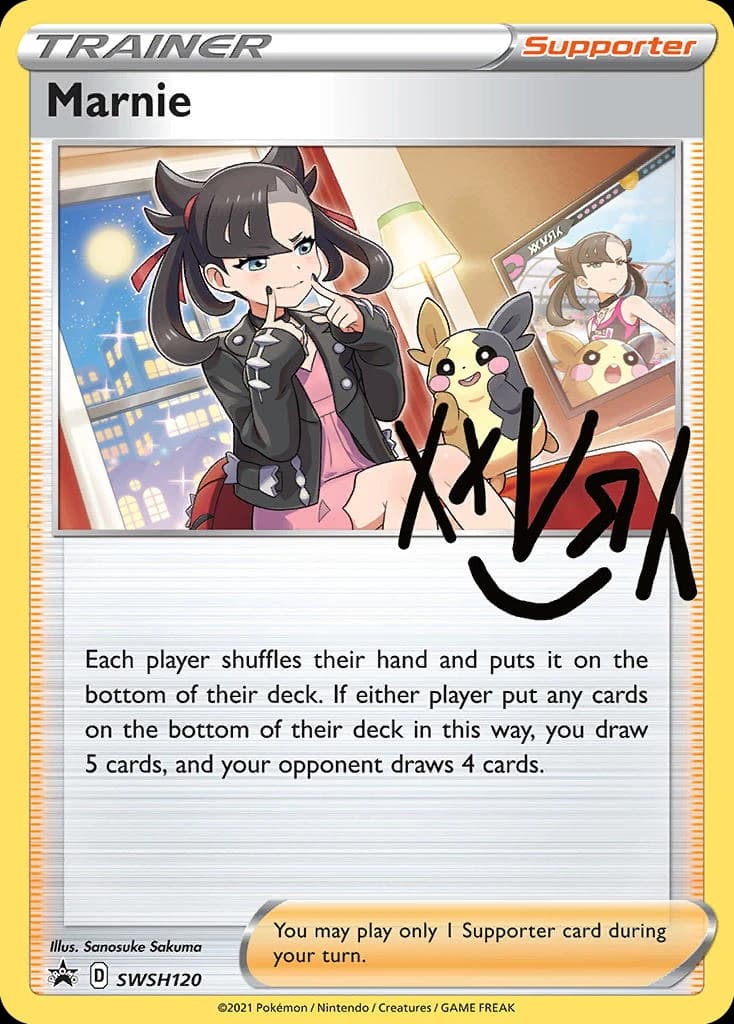 Marnie, SWSH Black Star Promos SWSH120, English holo card front