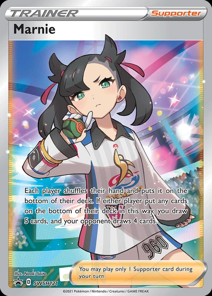 Marnie, SWSH Black Star Promos SWSH121, English holo card front