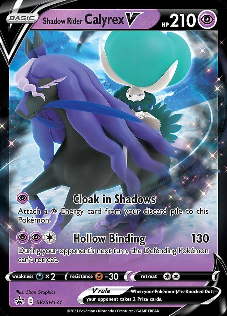 Shadow Rider Calyrex V, SWSH Black Star Promos SWSH131, English holo card front