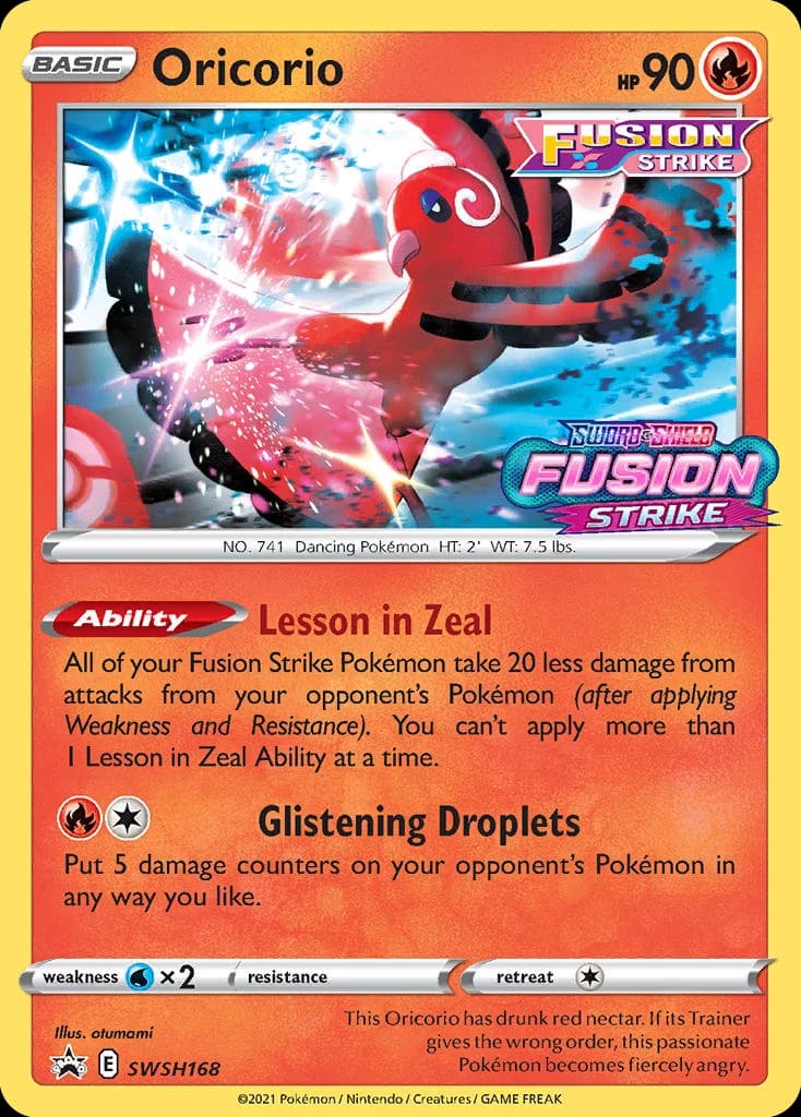 Oricorio, SWSH Black Star Promos SWSH168, English holo card front