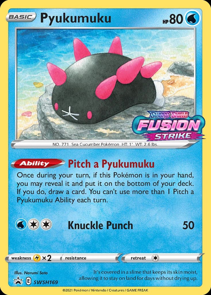 Pyukumuku, SWSH Black Star Promos SWSH169, English holo card front