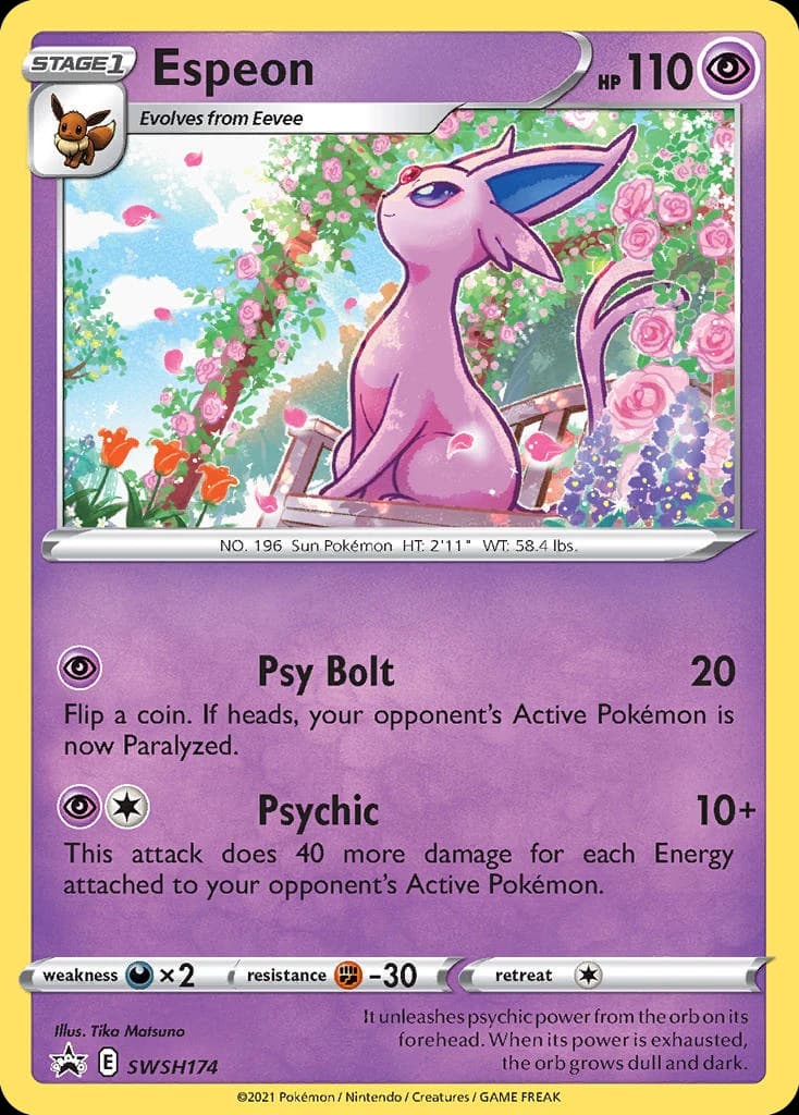Espeon, SWSH Black Star Promos SWSH174, English holo card front
