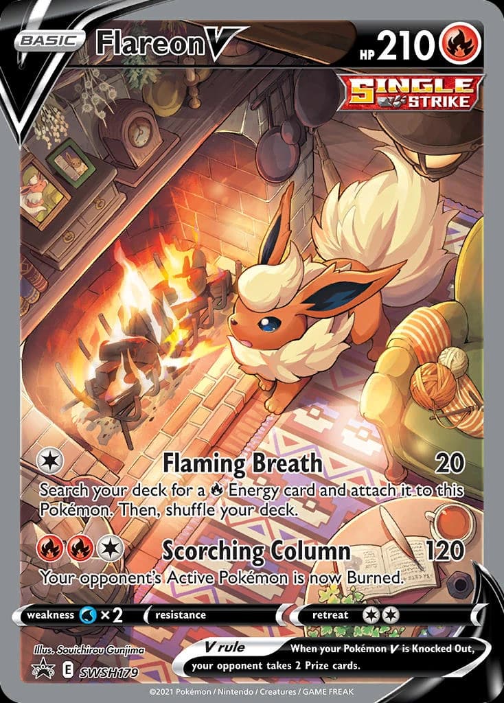 Flareon V, SWSH Black Star Promos SWSH179, English holo card front