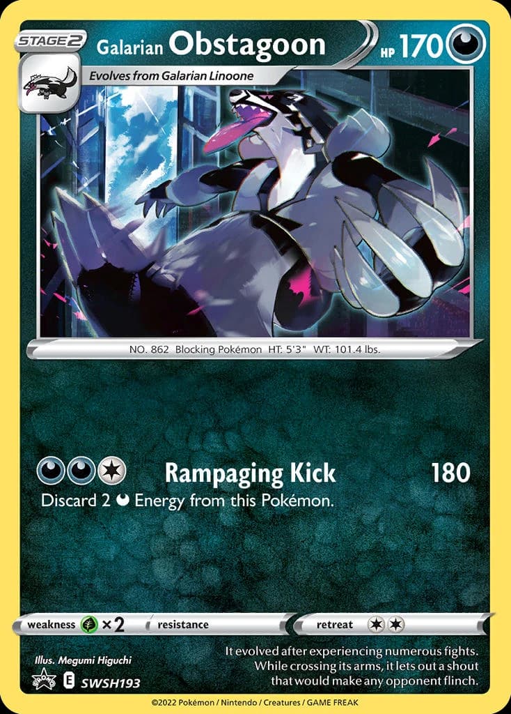 Galarian Obstagoon, SWSH Black Star Promos SWSH193, English non-holo card front