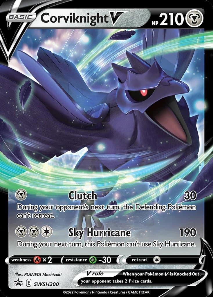 Corviknight V, SWSH Black Star Promos SWSH200, English holo card front