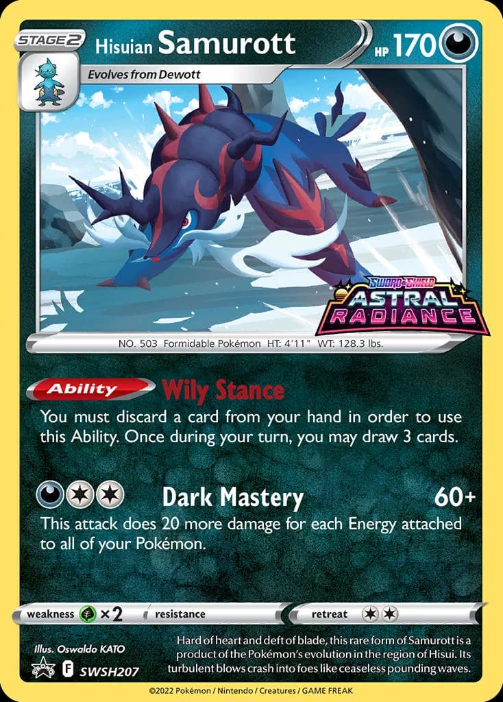 Hisuian Samurott, SWSH Black Star Promos SWSH207, English holo card front