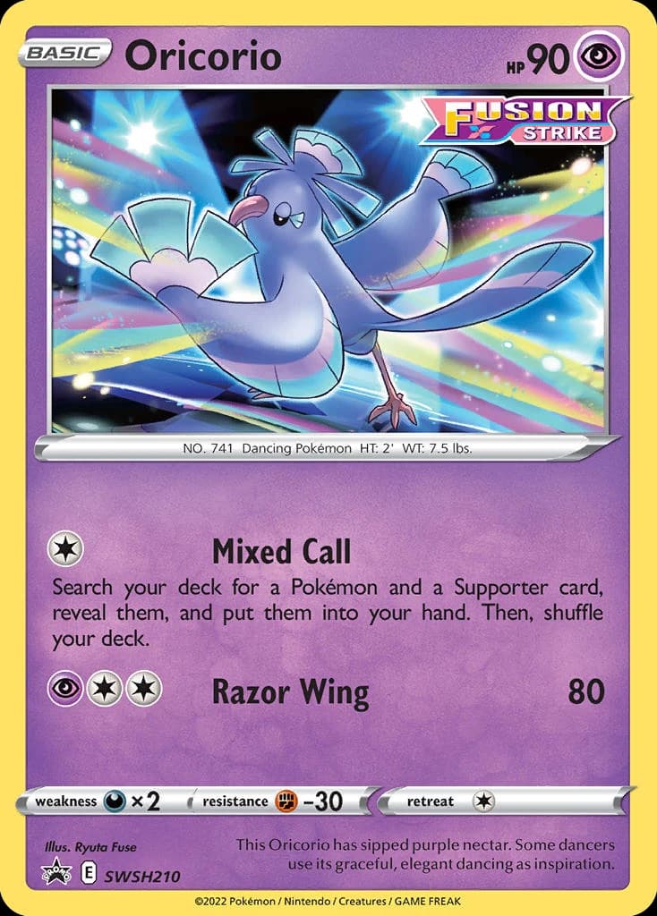 Oricorio, SWSH Black Star Promos SWSH210, English holo card front