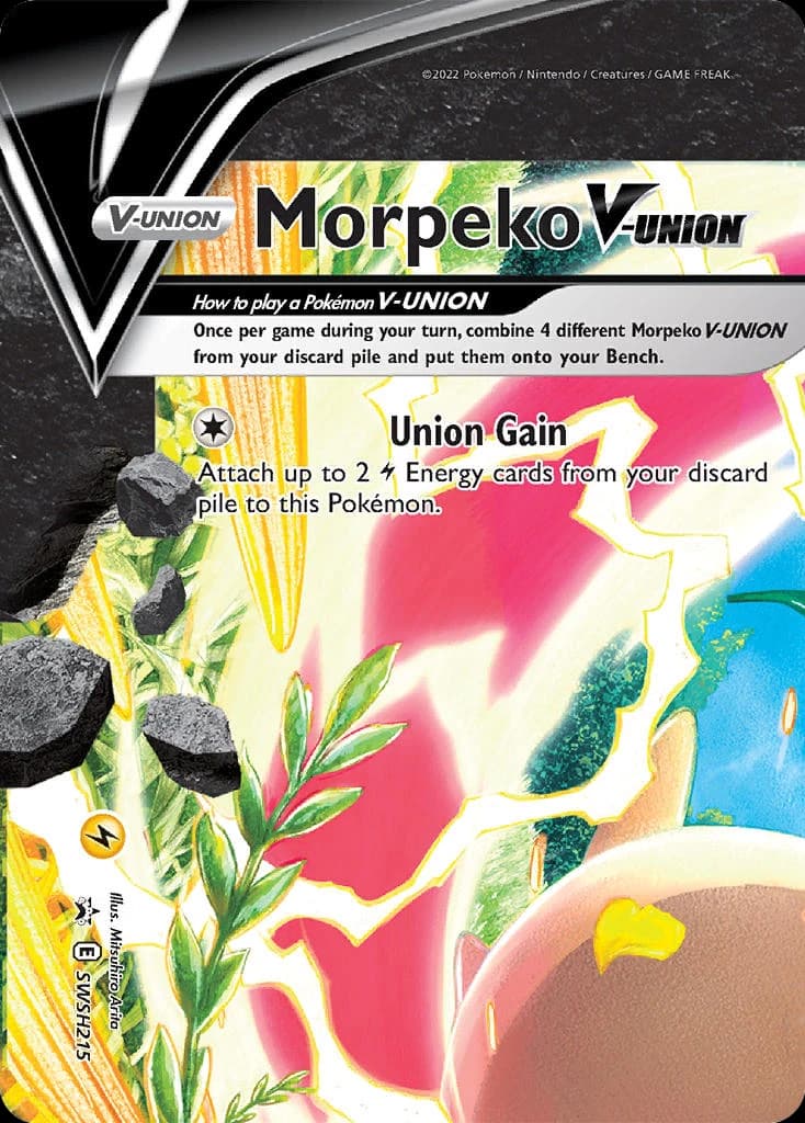 Morpeko V-UNION, SWSH Black Star Promos SWSH215, English holo card front
