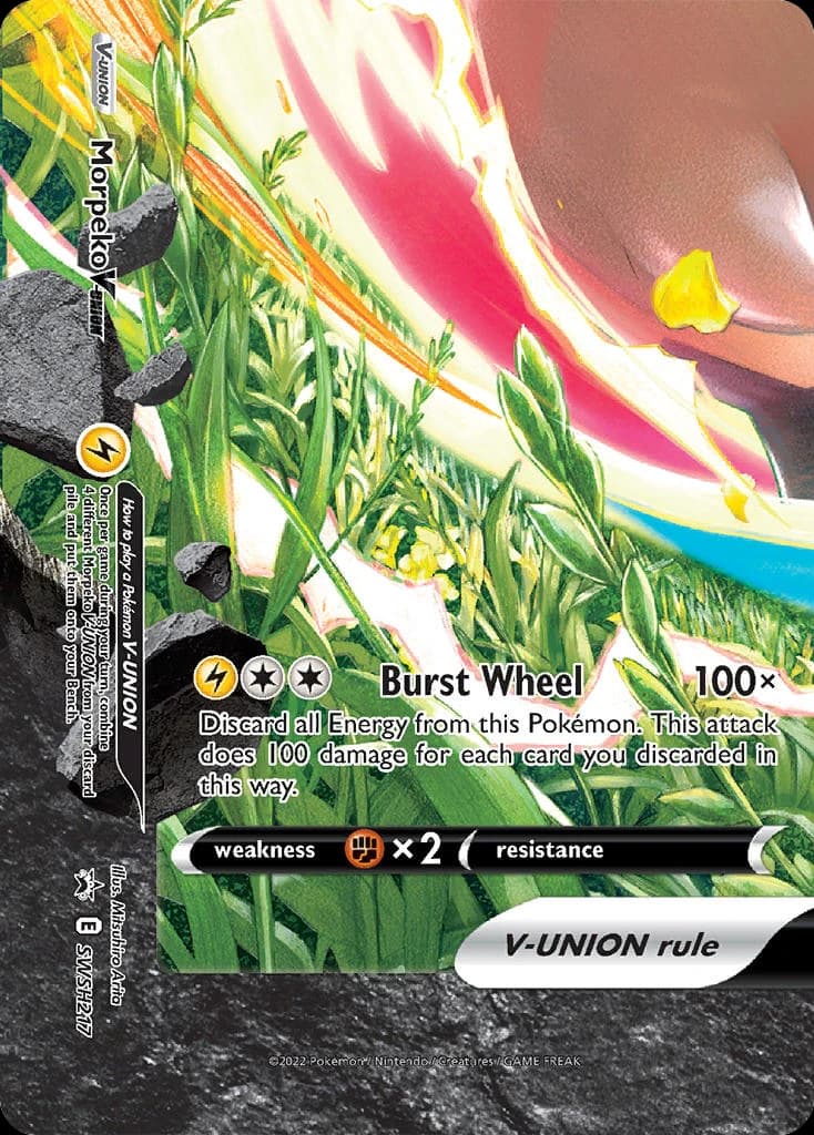 Morpeko V-UNION, SWSH Black Star Promos SWSH217, English holo card front