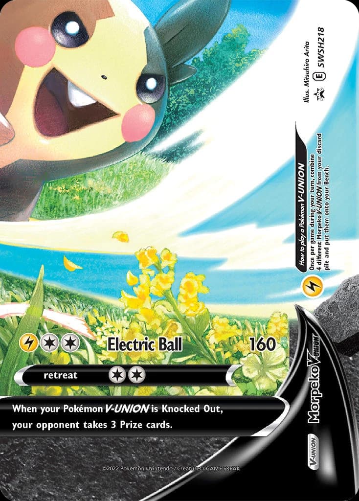 Morpeko V-UNION, SWSH Black Star Promos SWSH218, English holo card front