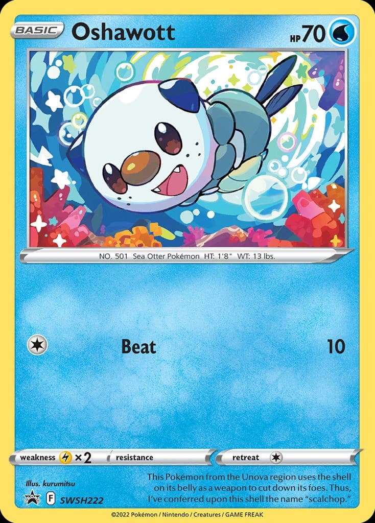 Oshawott, SWSH Black Star Promos SWSH222, English holo card front