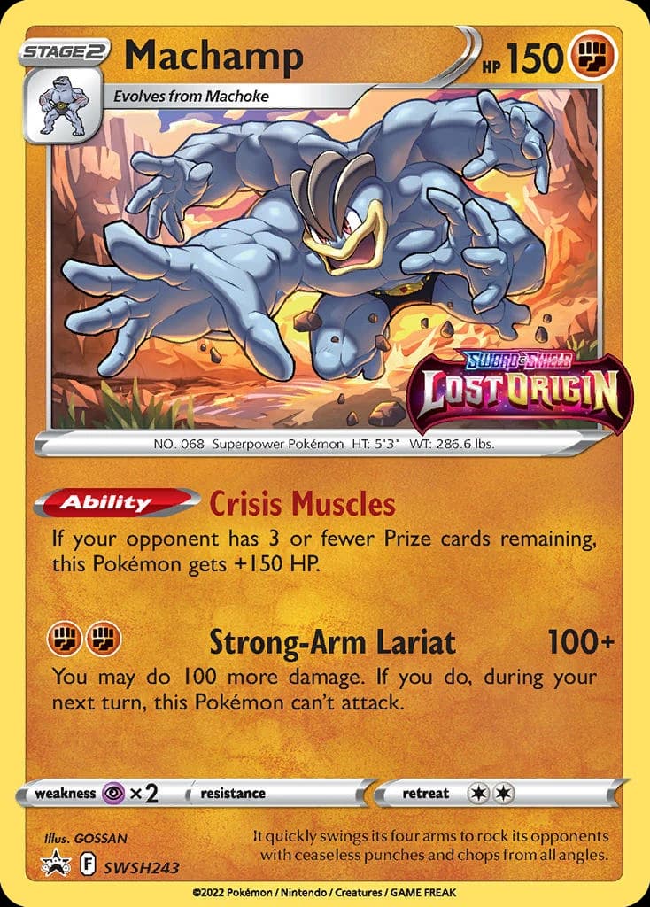 Machamp, SWSH Black Star Promos SWSH243, English holo card front
