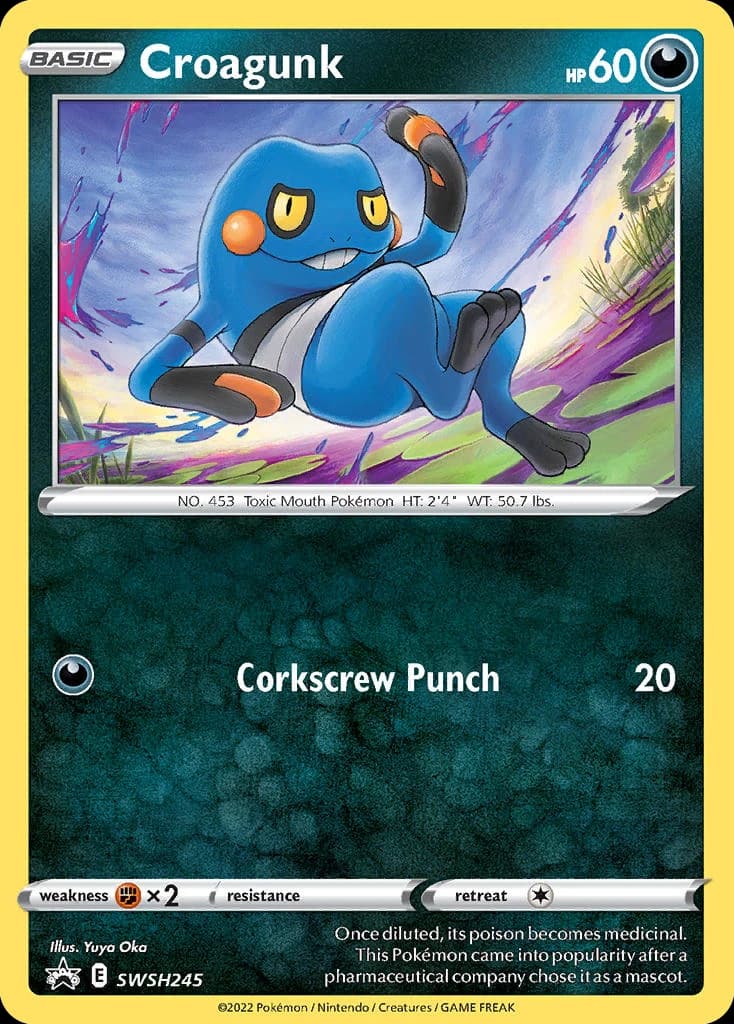 Croagunk, SWSH Black Star Promos SWSH245, English holo card front