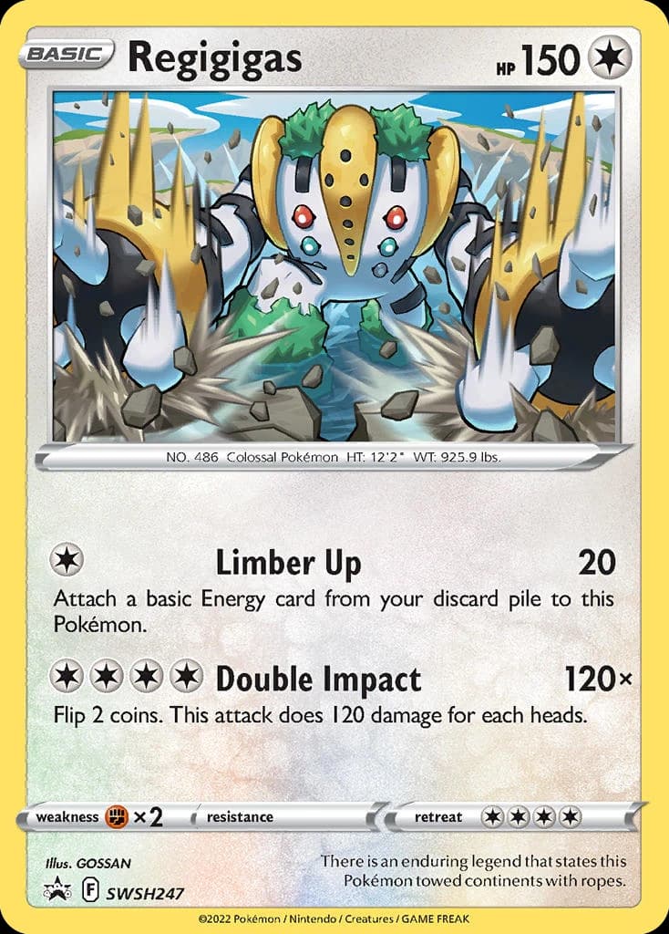 Regigigas, SWSH Black Star Promos SWSH247, English holo card front