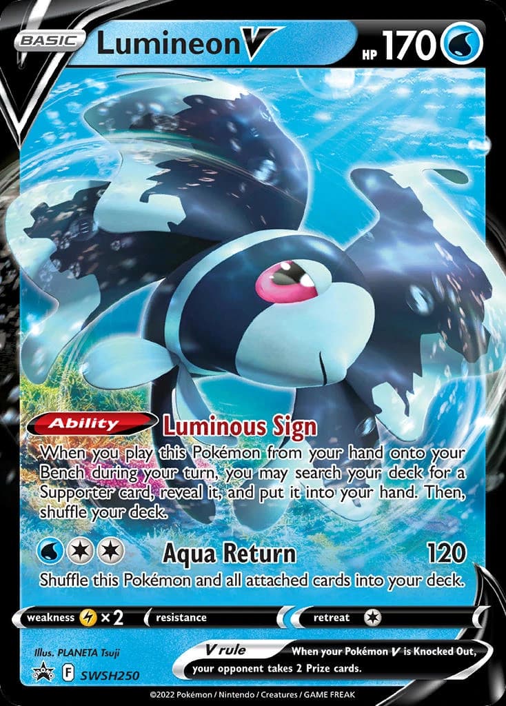 Lumineon V, SWSH Black Star Promos SWSH250, English holo card front