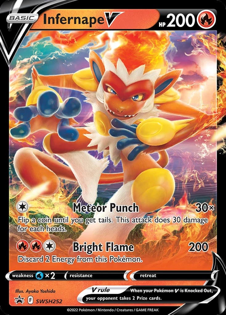 Infernape V, SWSH Black Star Promos SWSH252, English holo card front